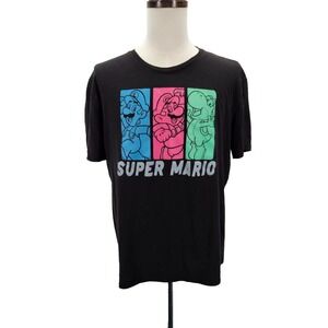 Super Mario T‎ Shirt Mens XL Yoshi Luigi Nintendo Black Retro Gaming Graphic Tee